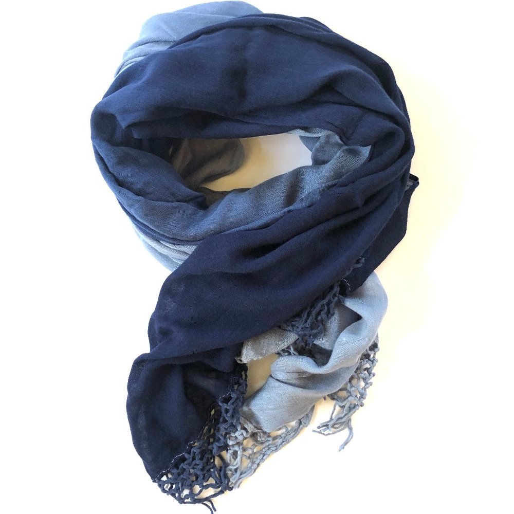 Gypsy 05 Navy Ombre Fringed Edge Scarf